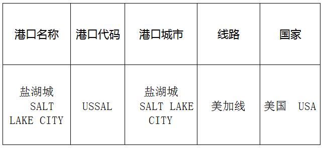 盐湖城(SaltLakeCity)的港口名称、港口代码、路线、所在国家