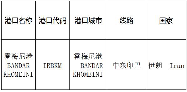 霍梅尼港(Khomeiniport)的港口名称、港口代码、线路、所在国家