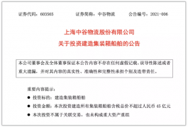 国内班轮商扩大运力，中谷物流45亿建造12艘箱船，太仓港集装箱海运订