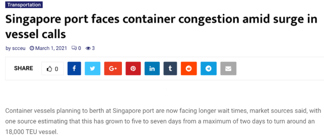 新一轮拥堵延误！新加坡港堵了，吉大港堵了，英国利物浦港堵了，滞留货物被拍卖了！